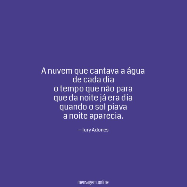 A nuvem que cantava a água de cada dia