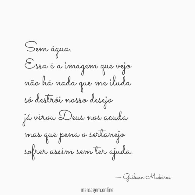 Sem água.