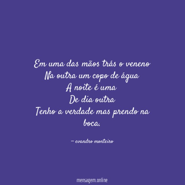 Em uma das mãos trás o veneno Na outra
