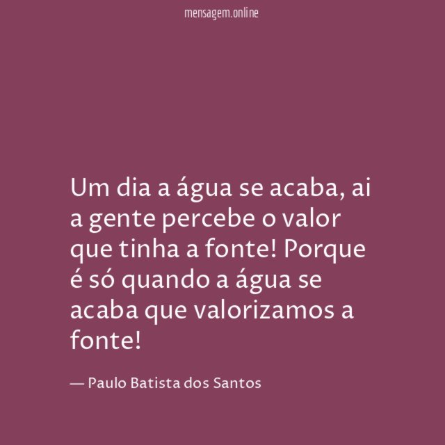 Um dia a água se acaba