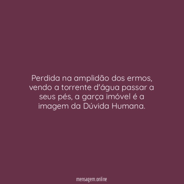Perdida na amplidão dos ermos
