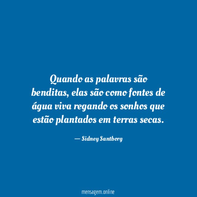 Quando as palavras são benditas