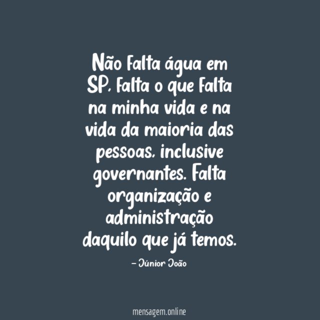 Não falta água em SP