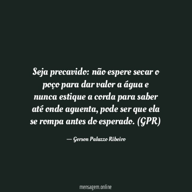 Seja precavido