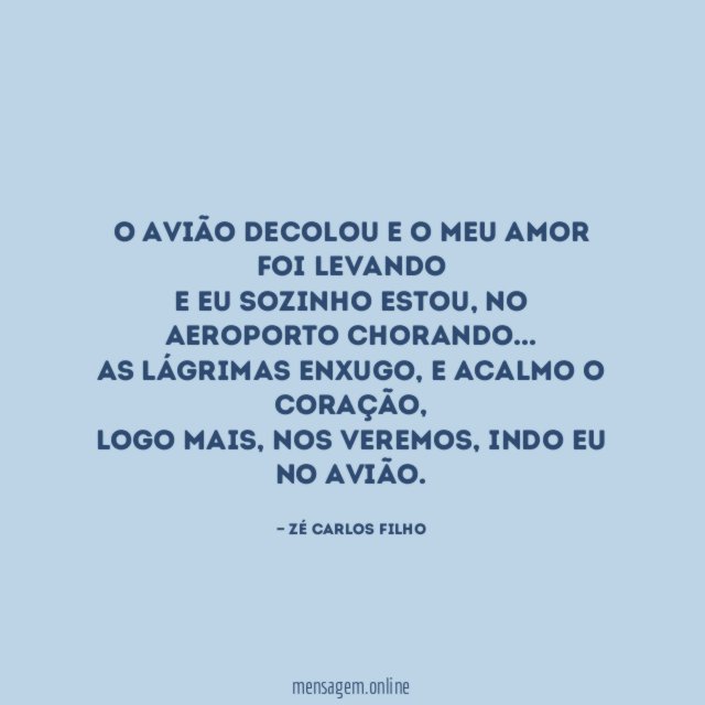 O avião decolou e o meu amor foi