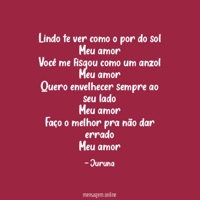 Lindo te ver como o por do sol Meu