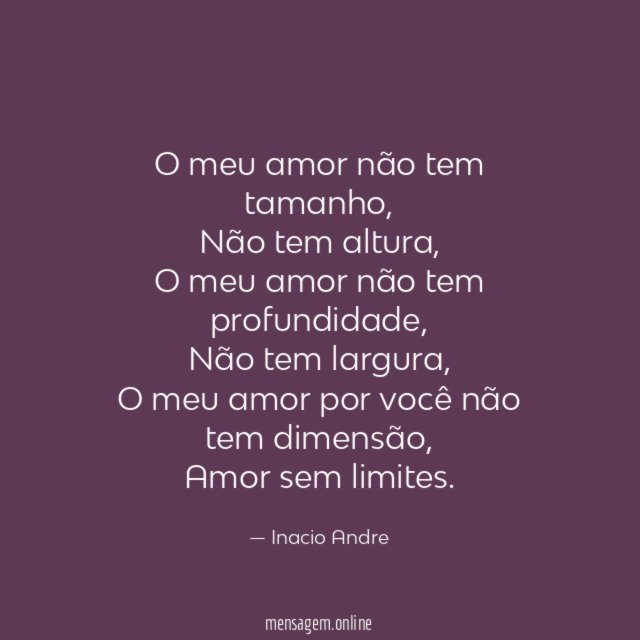 O meu amor não tem tamanho