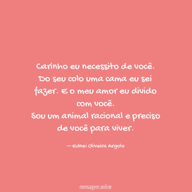 Carinho eu necessito de você