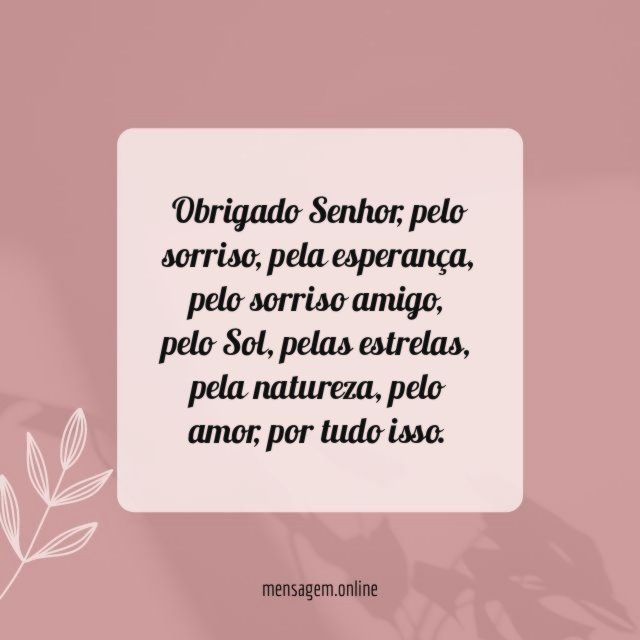 Obrigado, Senhor