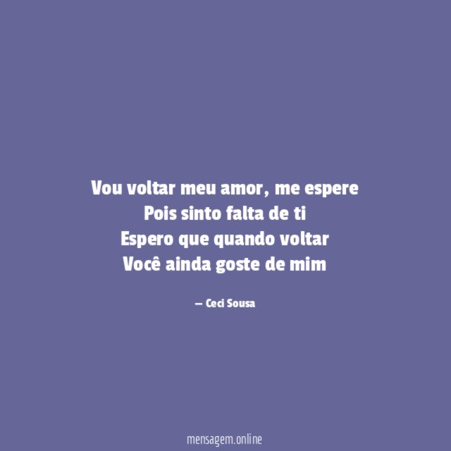Vou voltar meu amor