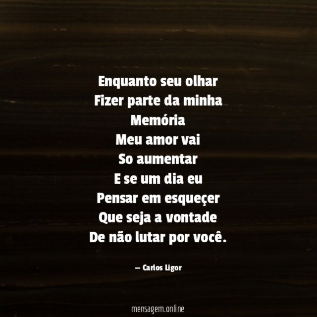 Enquanto seu olhar Fizer parte da minha Memória Meu amor vai So