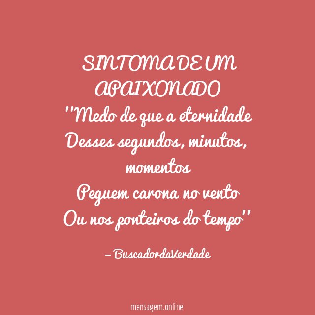 SINTOMA DE UM APAIXONADO