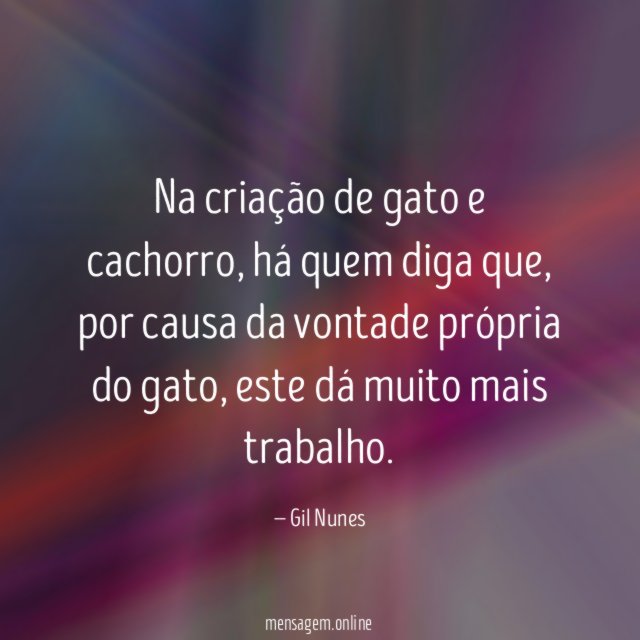Na criação de gato e cachorro