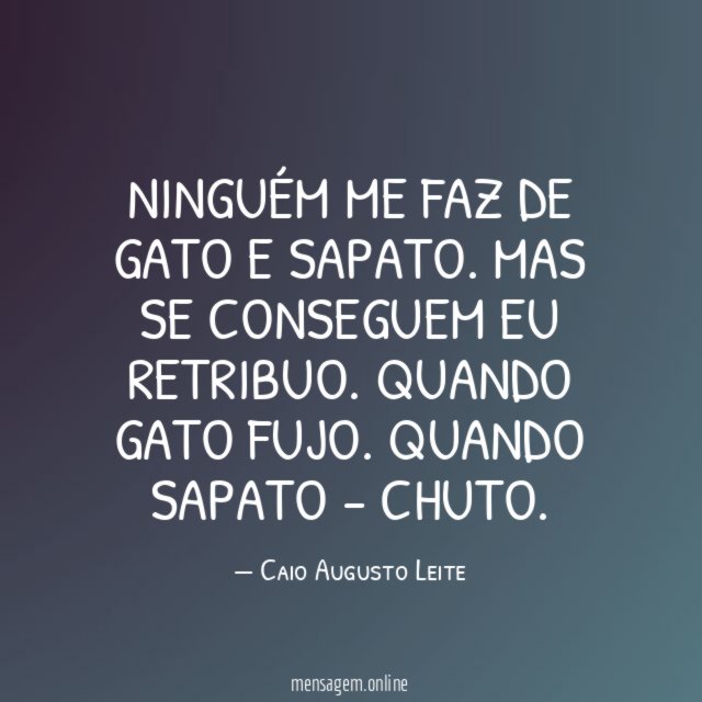 Ninguém me faz de gato e sapato