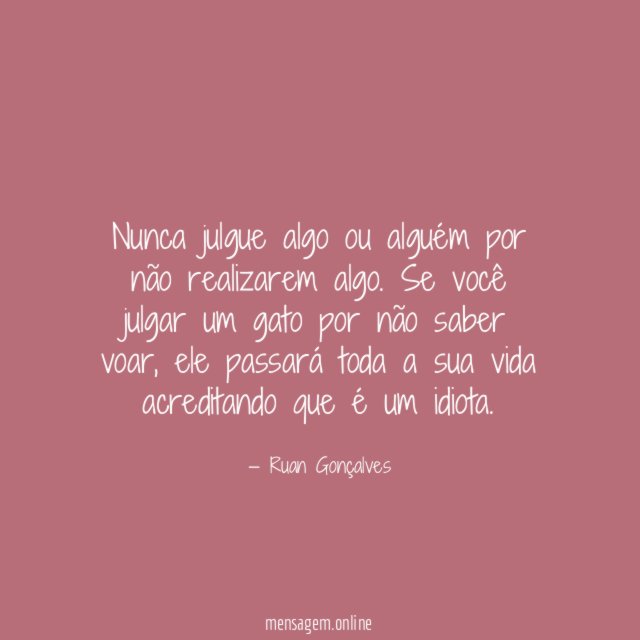 Nunca julgue algo ou alguém por não realizarem algo