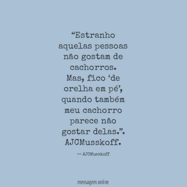 Estranho aquelas pessoas não gostam de cachorros
