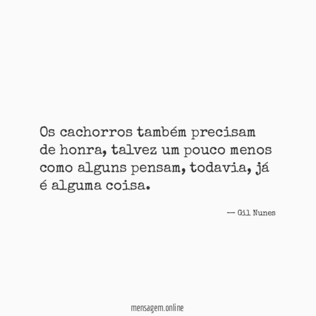 Os cachorros também precisam de honra