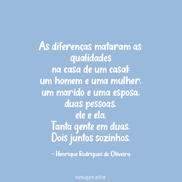 As diferenças mataram as qualidades na casa de um casal