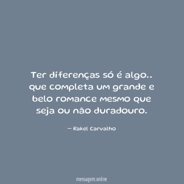 Ter diferenças só é algo