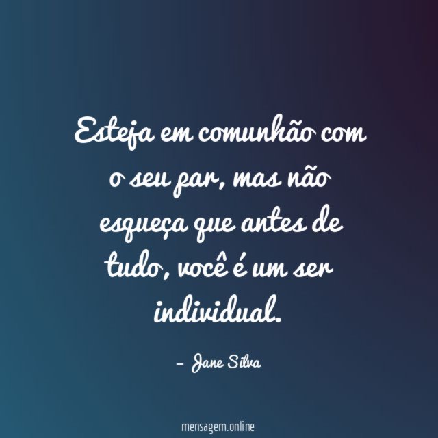 Esteja em comunhão com o seu par