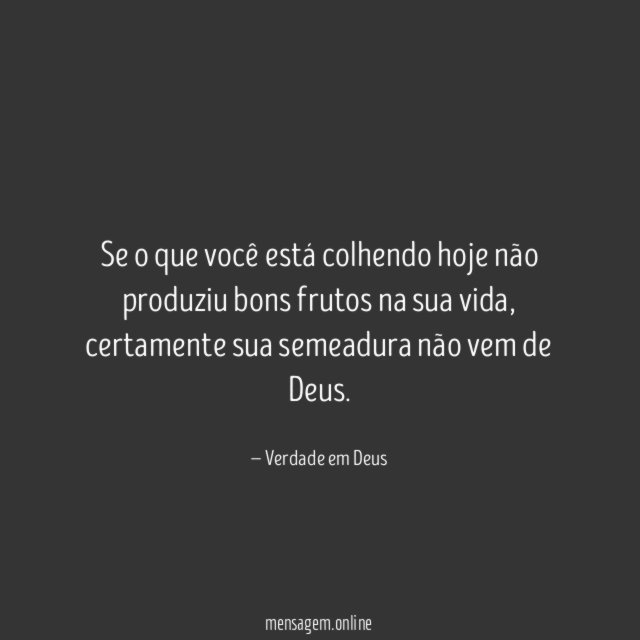 Se o que você está colhendo hoje não