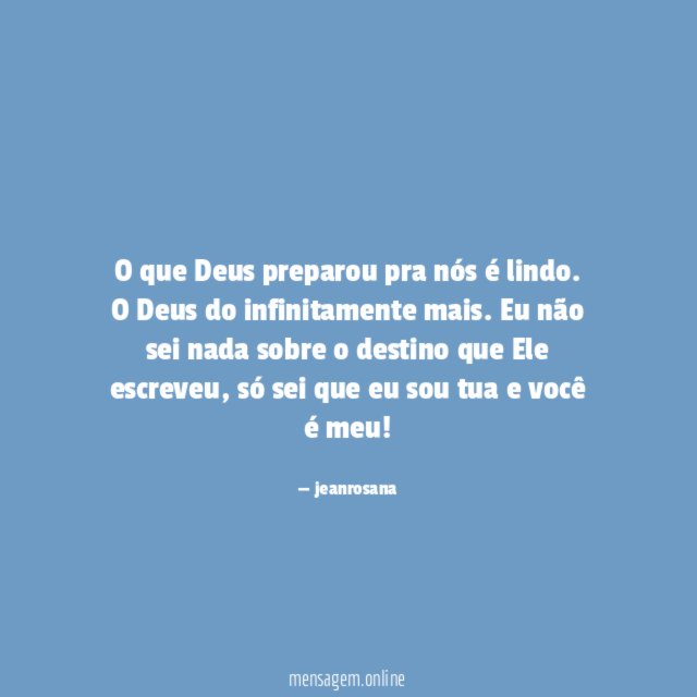 O que Deus preparou pra nós é lindo