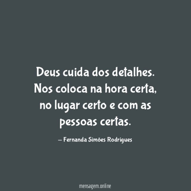Deus cuida dos detalhes