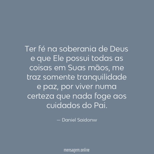 Ter fé na soberania de Deus e que