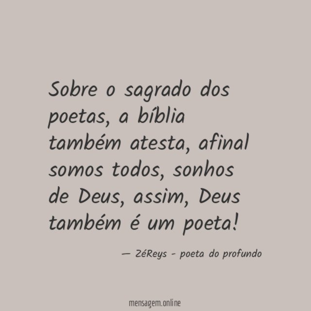 Sobre o sagrado dos poetas