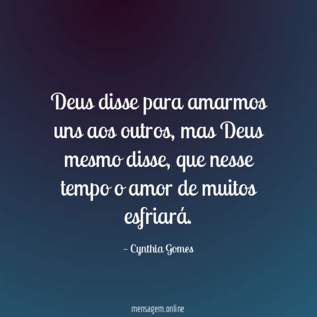 Deus disse para amarmos uns aos outros