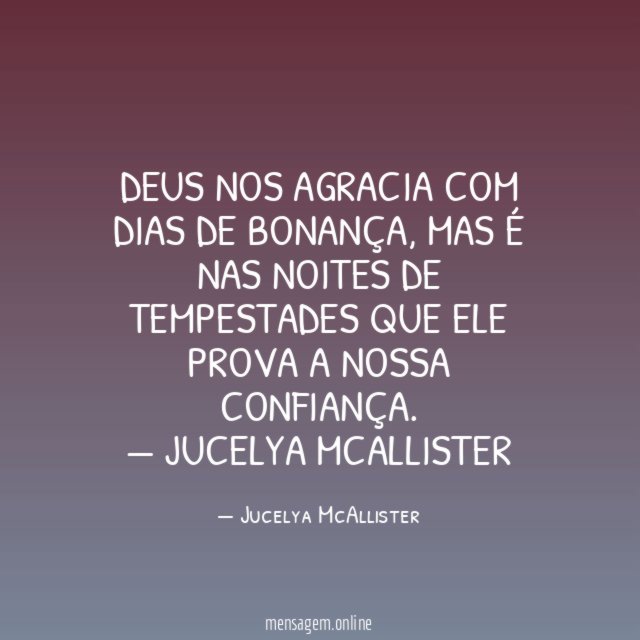 Deus nos agracia com dias de bonança