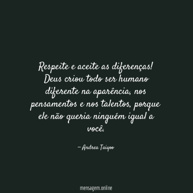Respeite e aceite as diferenças