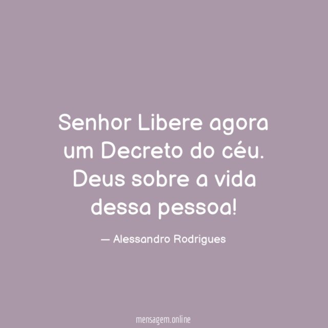 Senhor Libere agora um Decreto do céu