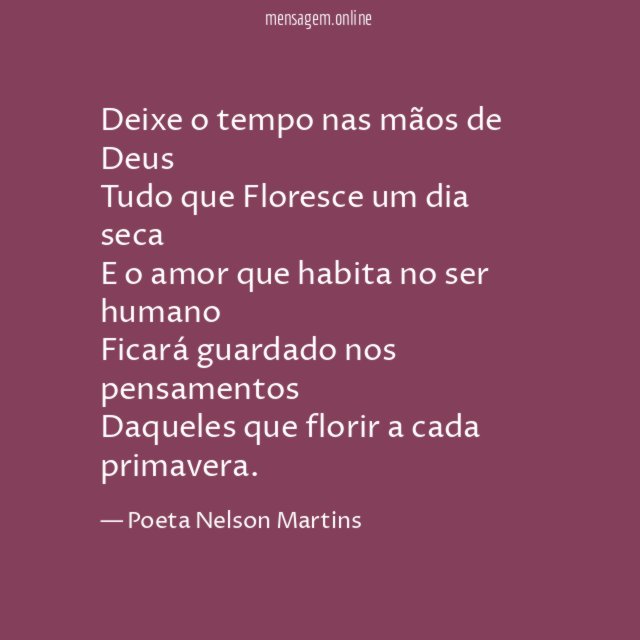 Deixe o tempo nas mãos de Deus Tudo que