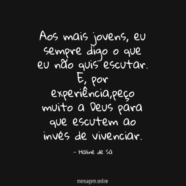 Aos mais jovens