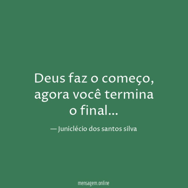 Deus faz o começo