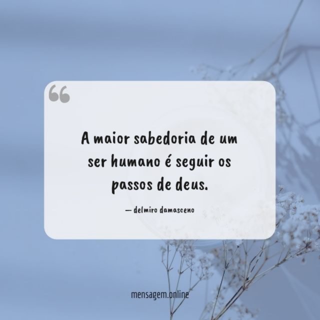 A maior sabedoria de um ser humano é seguir os passos de deus