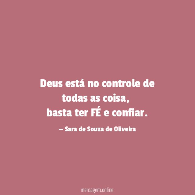 Deus está no controle de todas as coisa