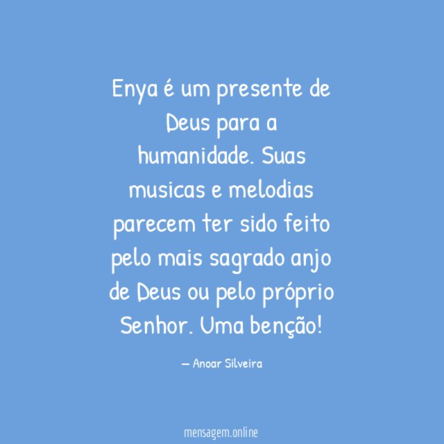 Enya é um presente de Deus para a humanidade