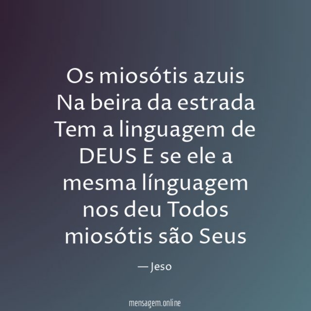Os miosótis azuis Na beira da estrada Tem a linguagem