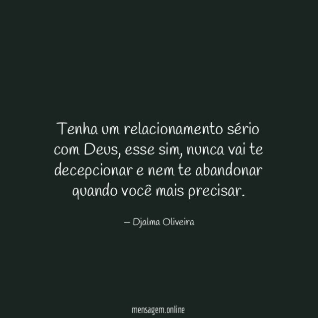 Tenha um relacionamento sério com Deus