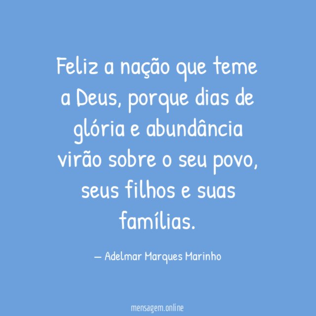 Feliz a nação que teme a Deus