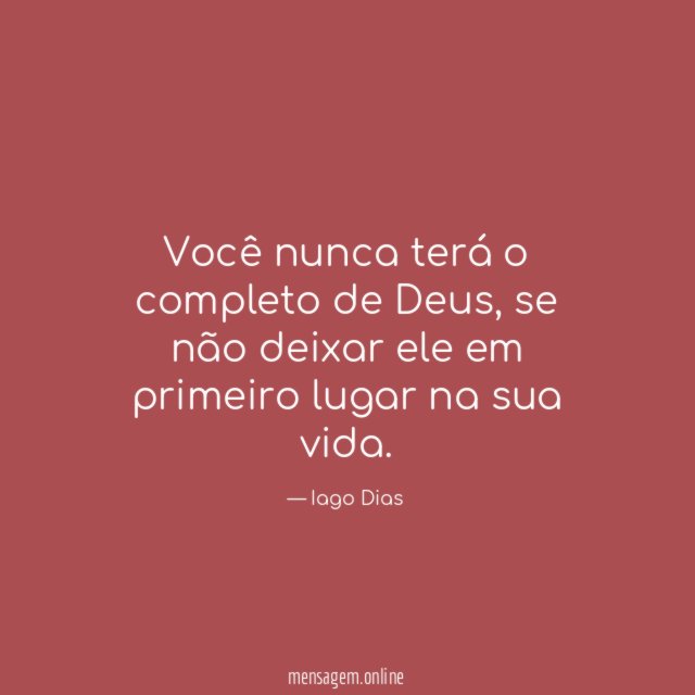Você nunca terá o completo de Deus