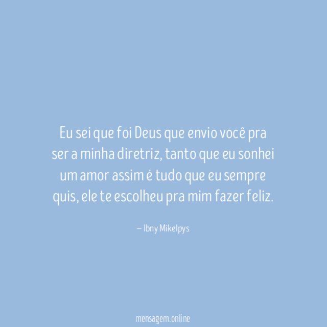 Eu sei que foi Deus que envio você