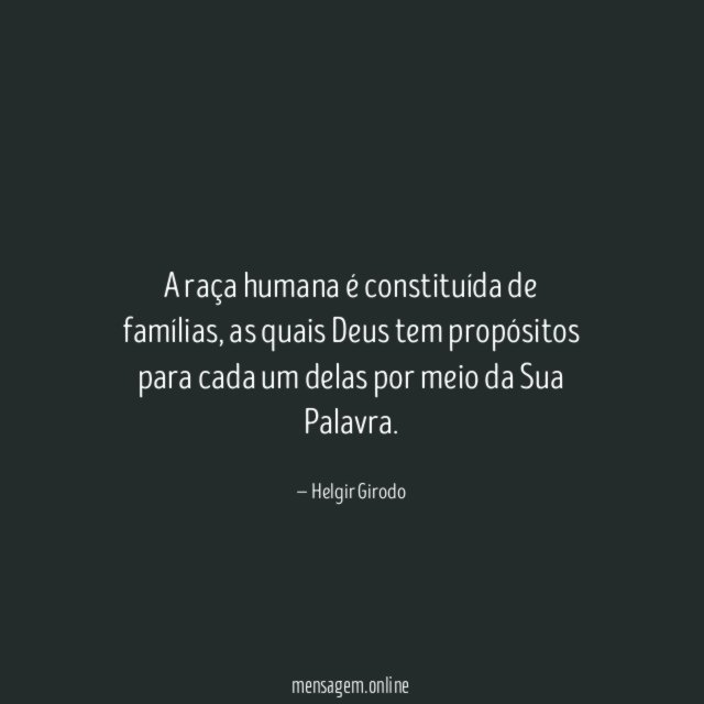 A raça humana é constituída de famílias