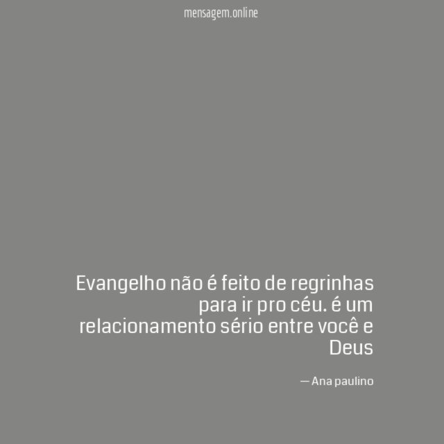 Evangelho não é feito de regrinhas para ir pro céu