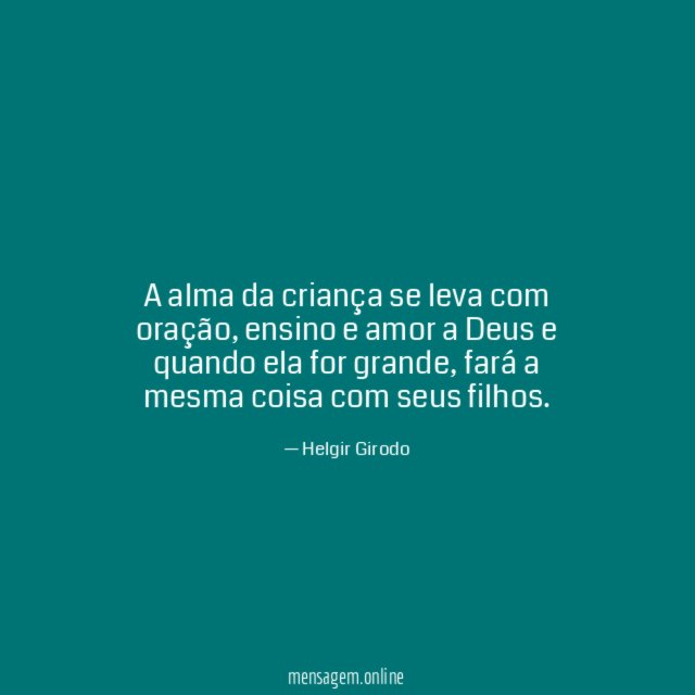 A alma da criança se leva com oração