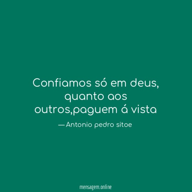 Confiamos só em deus