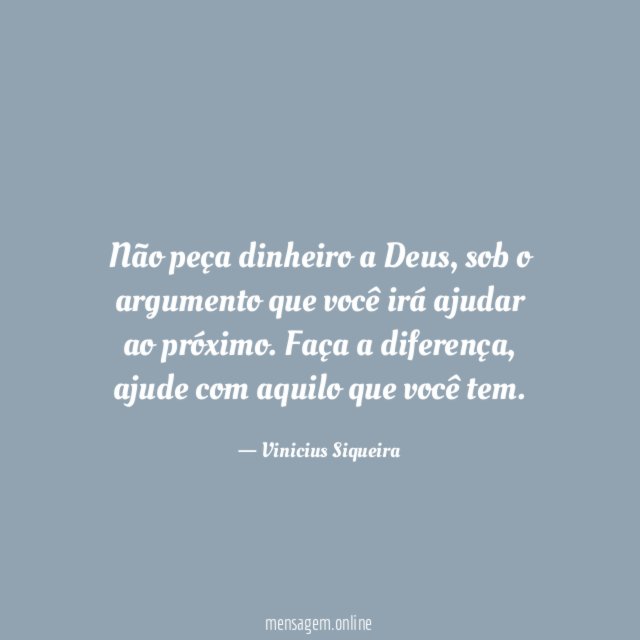 Não peça dinheiro a Deus