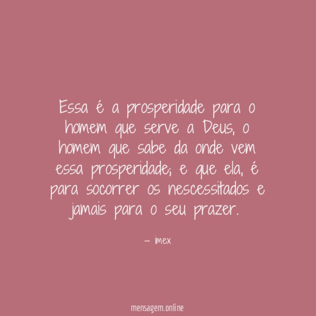essa é a prosperidade para o homem que serve a Deus